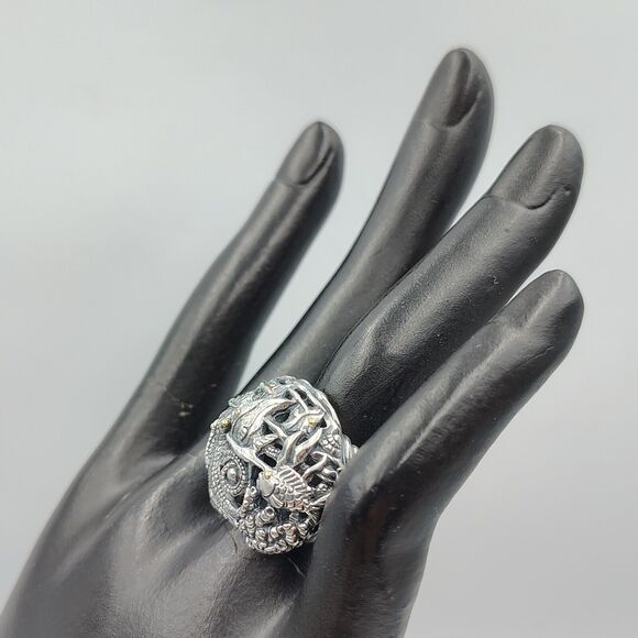 Samuel B Behnam Sterling Silver 925 18K Gold Sea Creatures Cocktail Ring Sz 7 - Picture 8 of 14